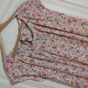 LC Lauren Conrad Floral Blouse with Pink and Blue Accents Size XL